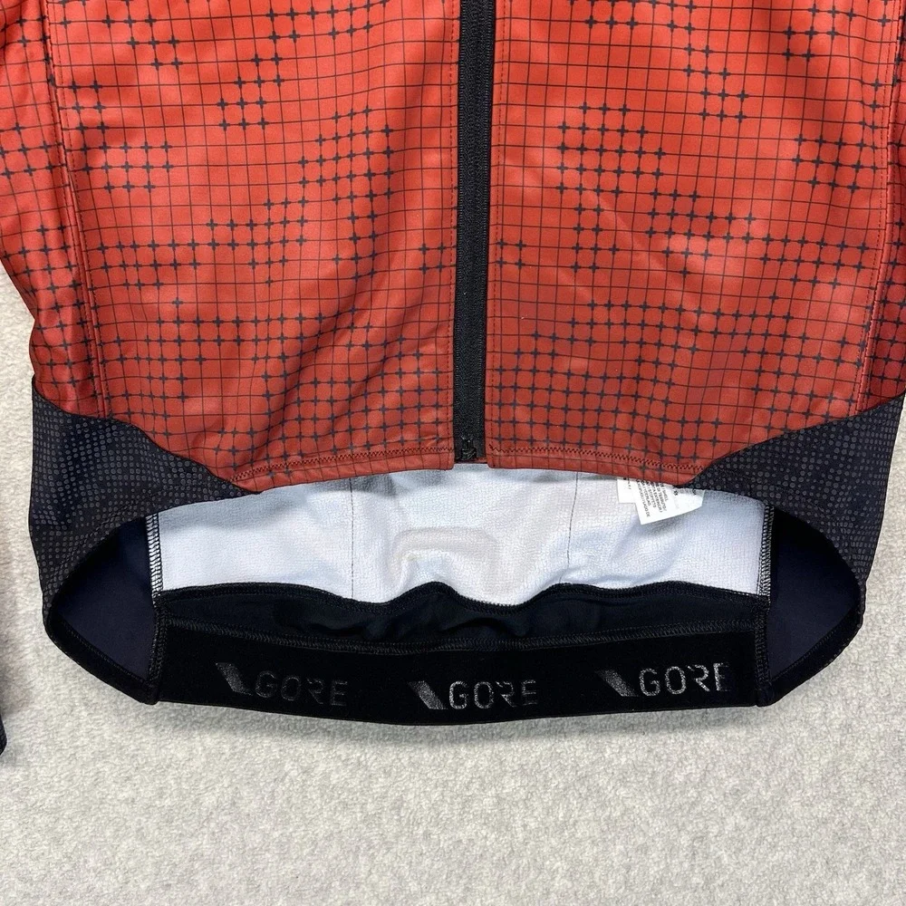 Gore Wear Cycling Jacket Mens Medium Red‎ Black Full Zip Thermal Bike Jersey